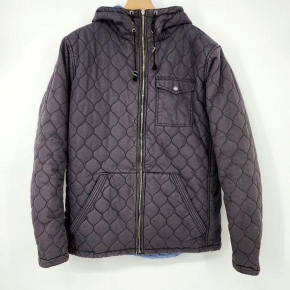 Burton Mens Dryride Quilted Reversible Coat Size L Gray Snowboard Ski Winter - Picture 1 of 14